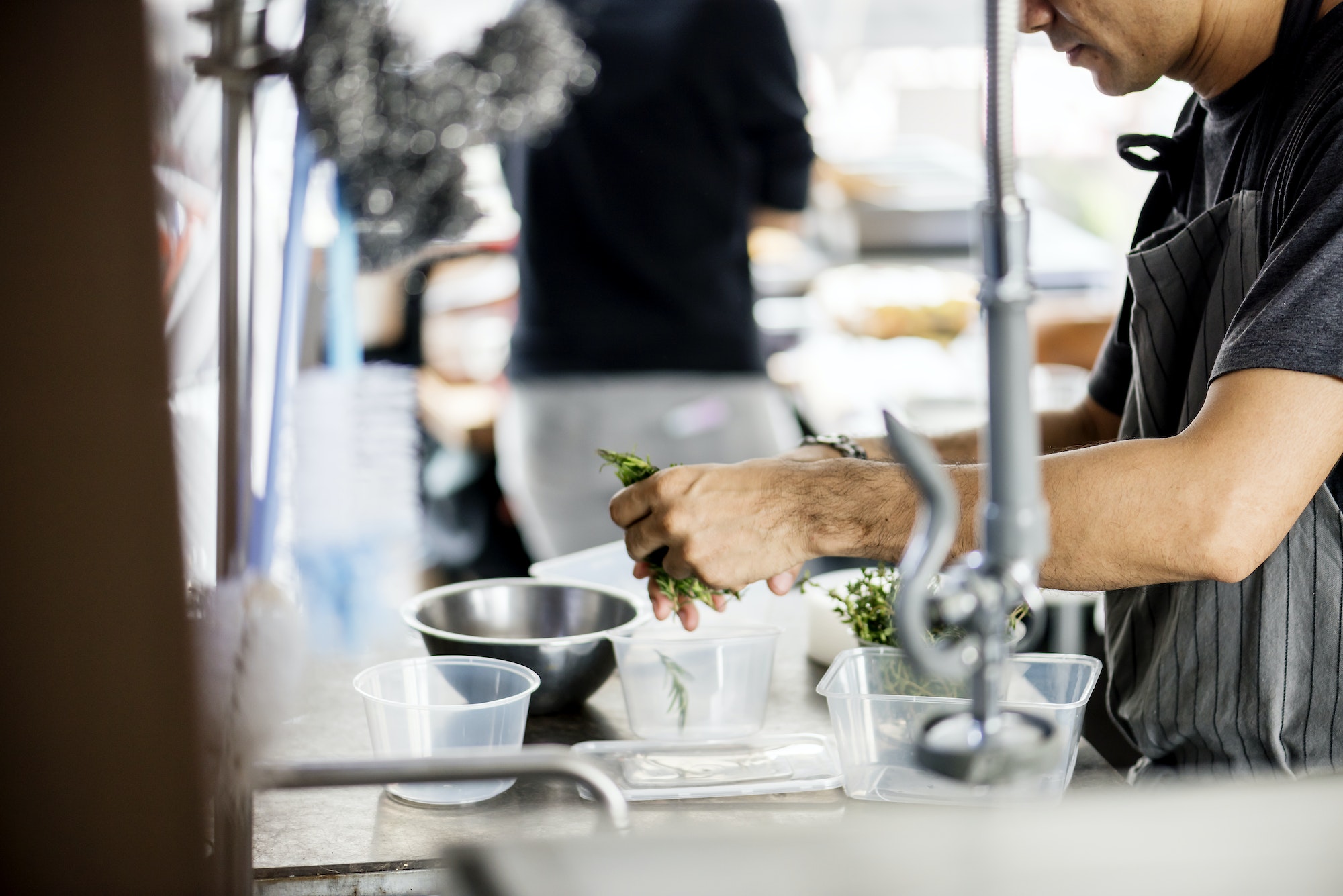 Chef cooking in restaurant kitchen